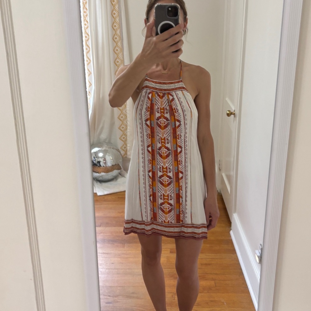 Ecote from Urban Outfitters Mini Dress with Orange Rust design